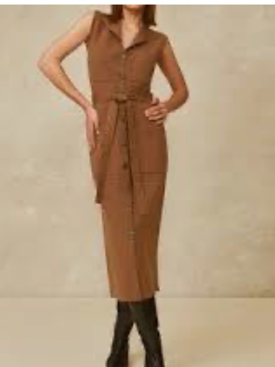 Pearl By Lela Rose Dresses & Skirts - Pearl by Lela Rose Camel Wool Blend Sleeveless Belted Midi Sweater Dress Size S